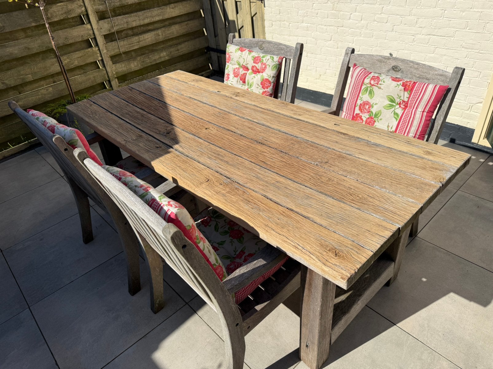 Tuinset Teakhout, Ophalen, 4 zitplaatsen, Gebruikt, Eettafel