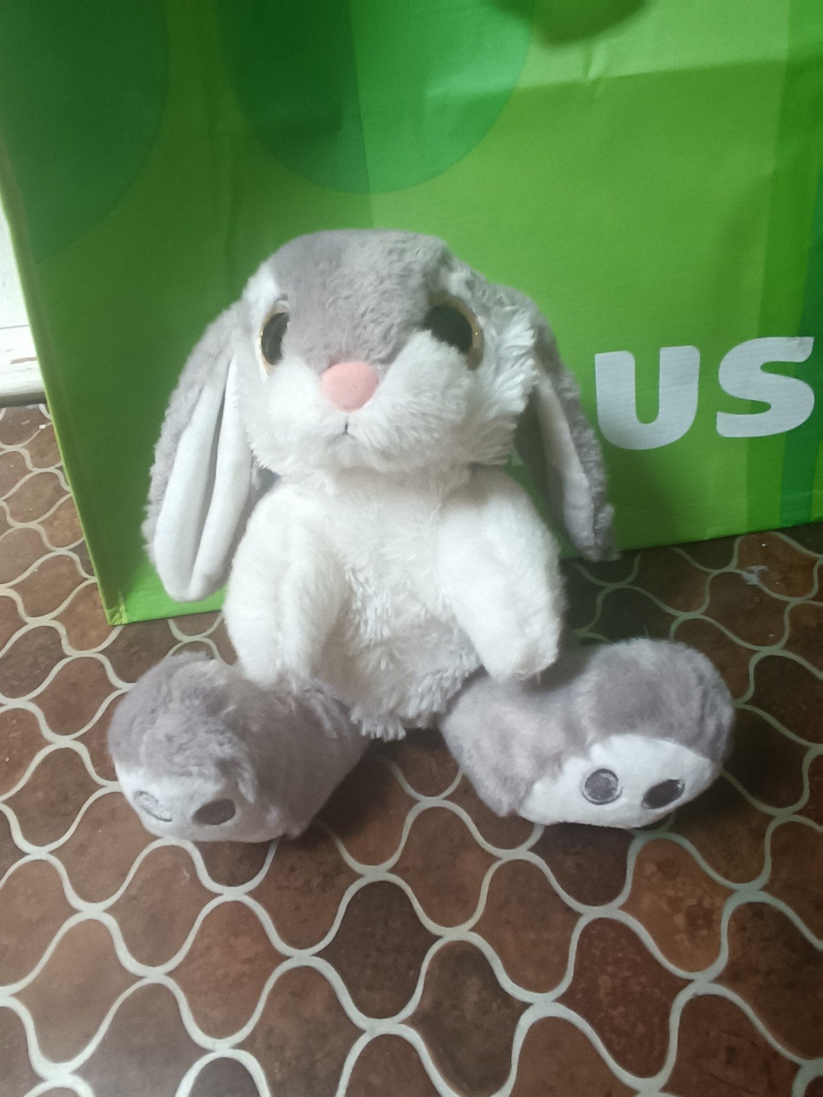 Schattig grijs en wit konijn knuffel, Grijs, Konijn, Ophalen of Verzenden, Zo goed als nieuw