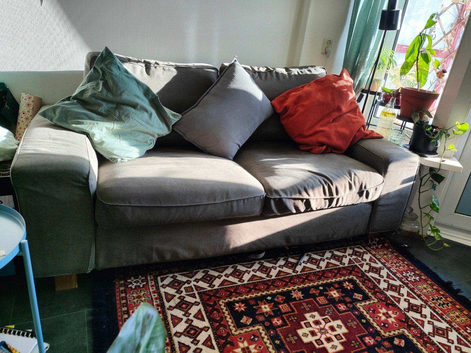 IKEA KIVIK 2-zitsbank, grijs, Ophalen, Gebruikt, 150 tot 200 cm, Tweepersoons