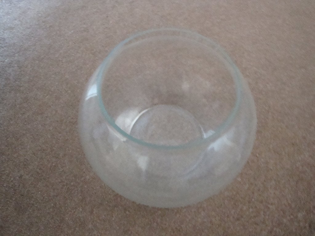 Glazen vissenkom. Omtrek 94 cm, Diameter boven 19,2 cm., Ophalen of Verzenden, Gebruikt, Vissenkom