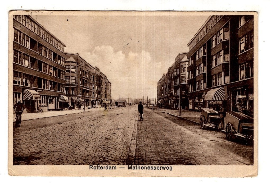Rotterdam Mathenesserweg  1928, Verzamelen, Ansichtkaarten | Nederland, Verzenden, 1920 tot 1940, Gelopen, Zuid-Holland