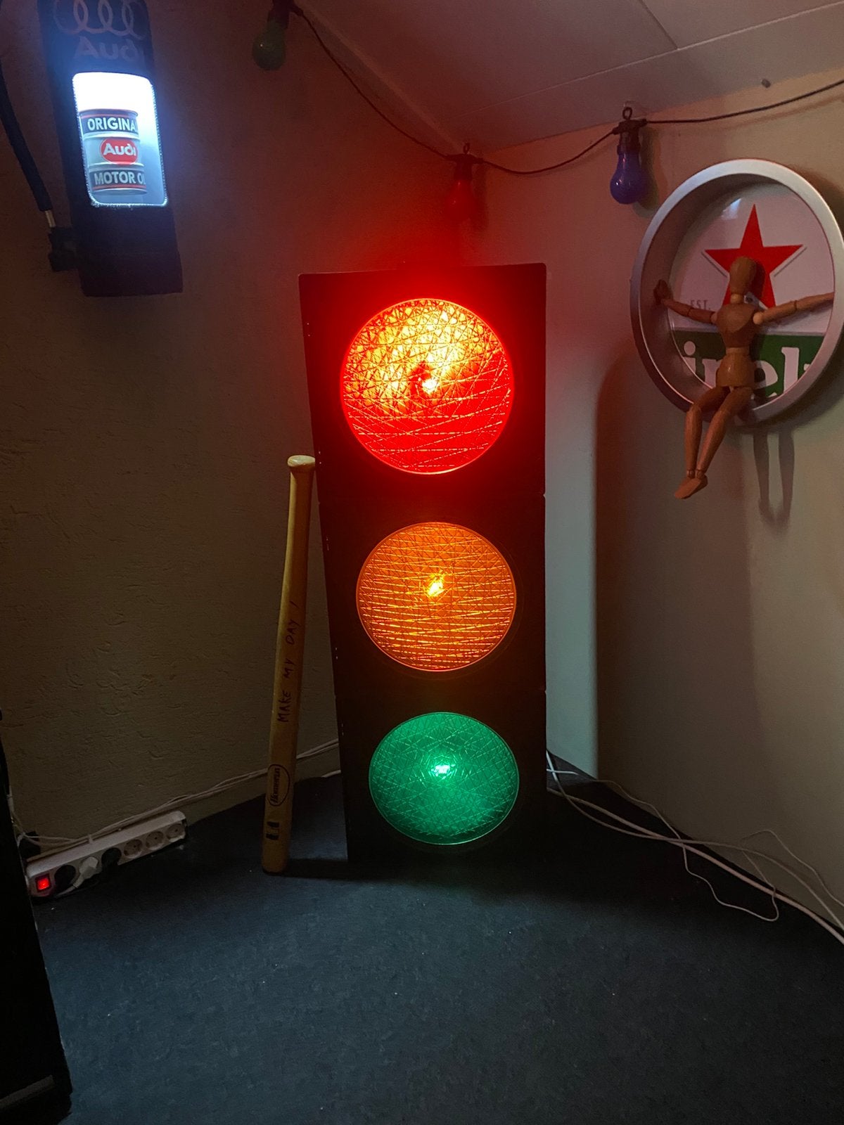 Mancave groot stoplicht, Ophalen, Zo goed als nieuw, Reclamebord