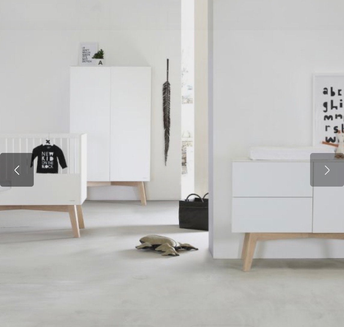 Kidsmill Sixties Babykamerset compleet Wit Mat / Naturel, Ophalen of Verzenden, Zo goed als nieuw, Jongetje of Meisje