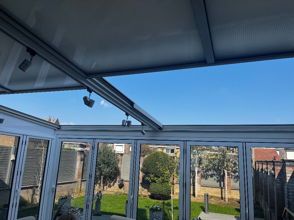Elektrisch schuifdak SERRE of VERANDA - MOET NU WEG!, Tuin en Terras, Overkappingen, Ophalen, Gebruikt, Serre