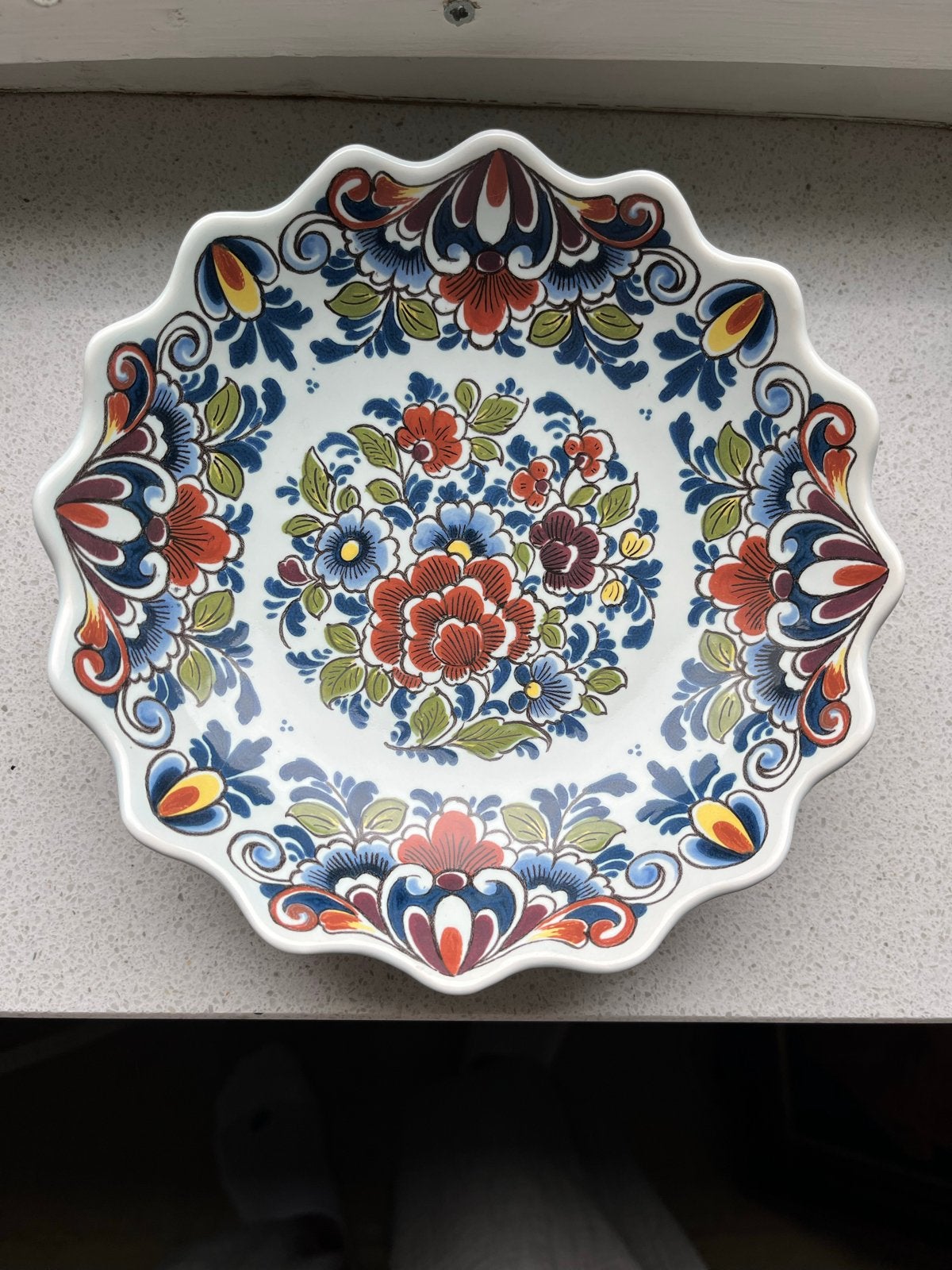 Mooi Delfts blauw wandbord met bloemmotief, Antiek en Kunst, Ophalen of Verzenden