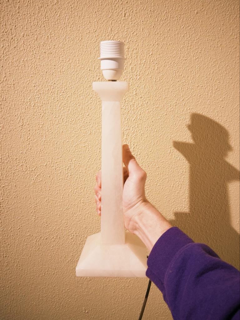 Albasten lamp met marmeren voet, Antiek en Kunst, Antiek | Lampen, Ophalen of Verzenden