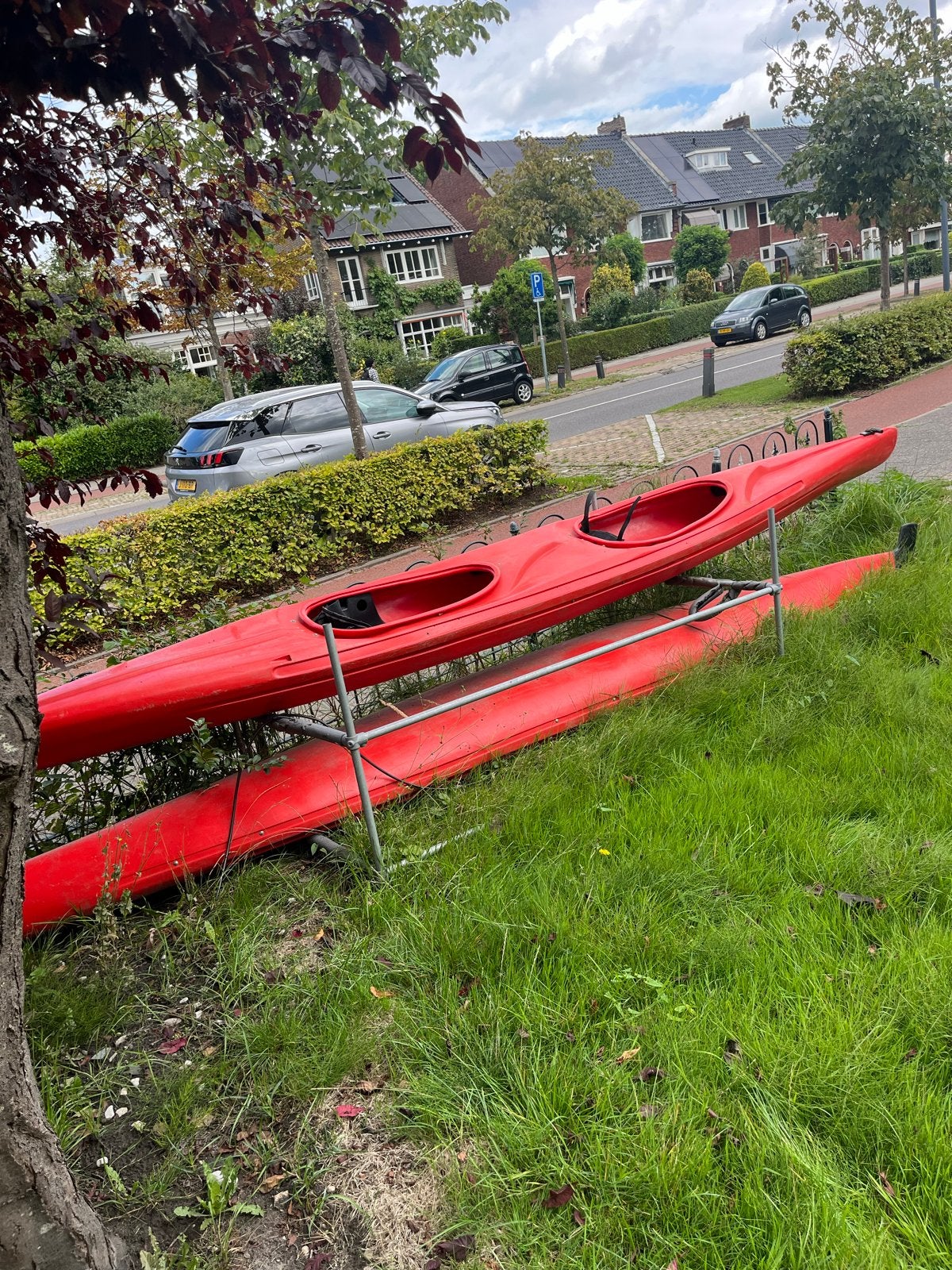 2 Rode 2-persoons kajak - Gebruikt, Watersport en Boten, Ophalen of Verzenden, Opblaasbaar, Gebruikt, 2-persoons