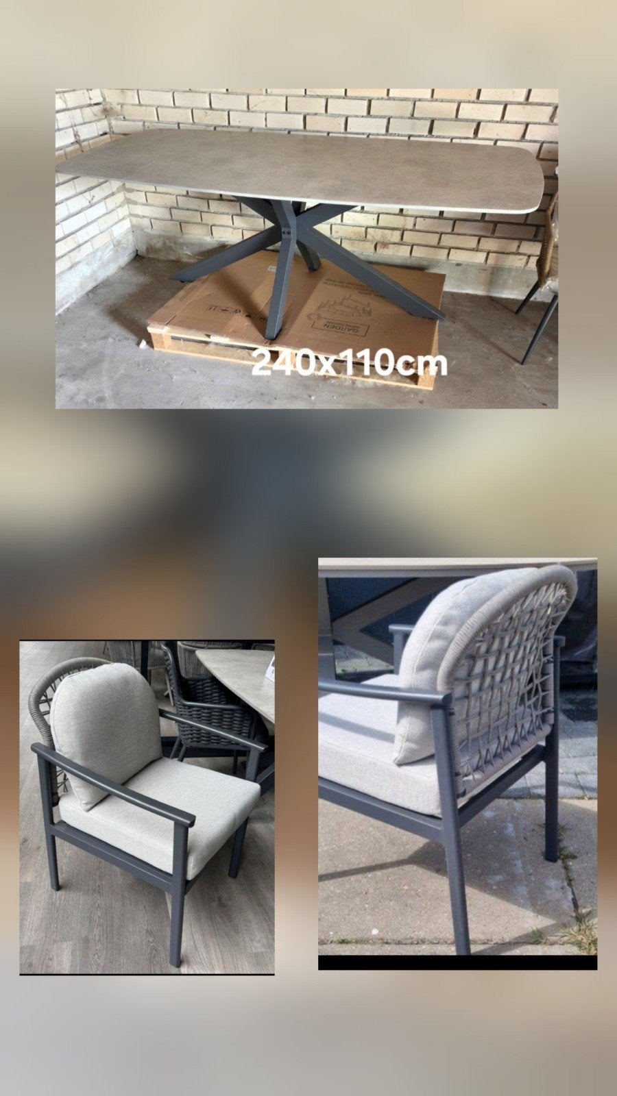 garden impressions Deens ovaal tafel met 6 diningstoelen, Ophalen, Nieuw
