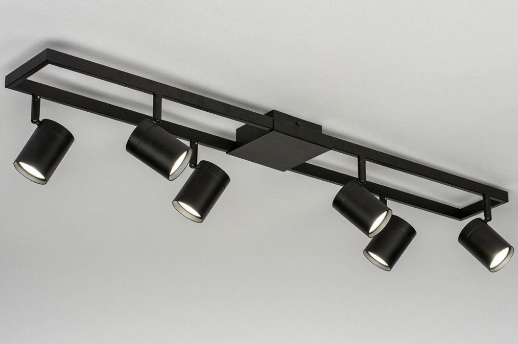 plafondlamp spots zwart 94 cm a 98cm of wit rvs 6 lichts, Ophalen of Verzenden, Nieuw