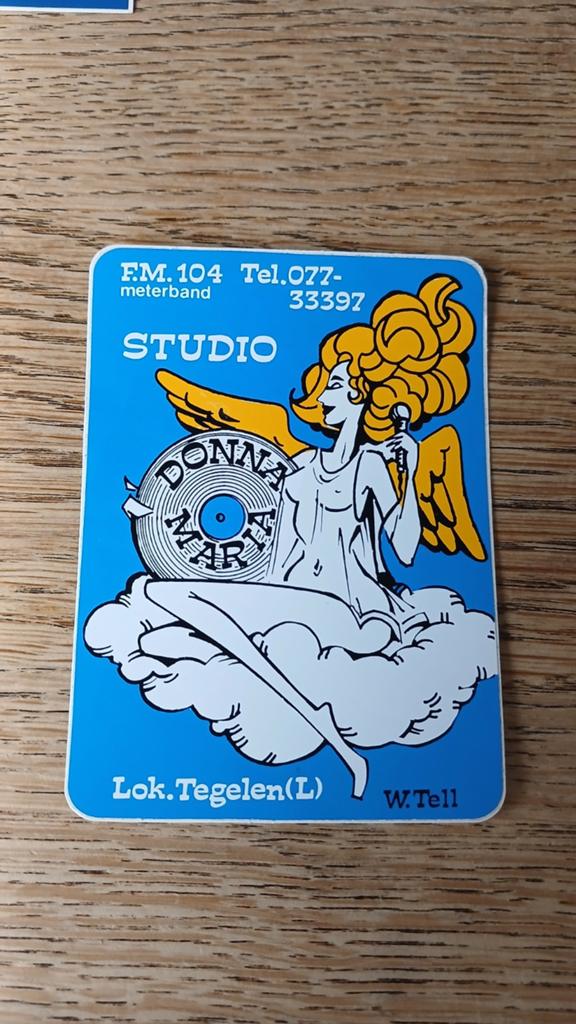 Sticker piraat fm amateur Studio Donna Maria, TEGELEN W.Tell, Ophalen of Verzenden, Zo goed als nieuw