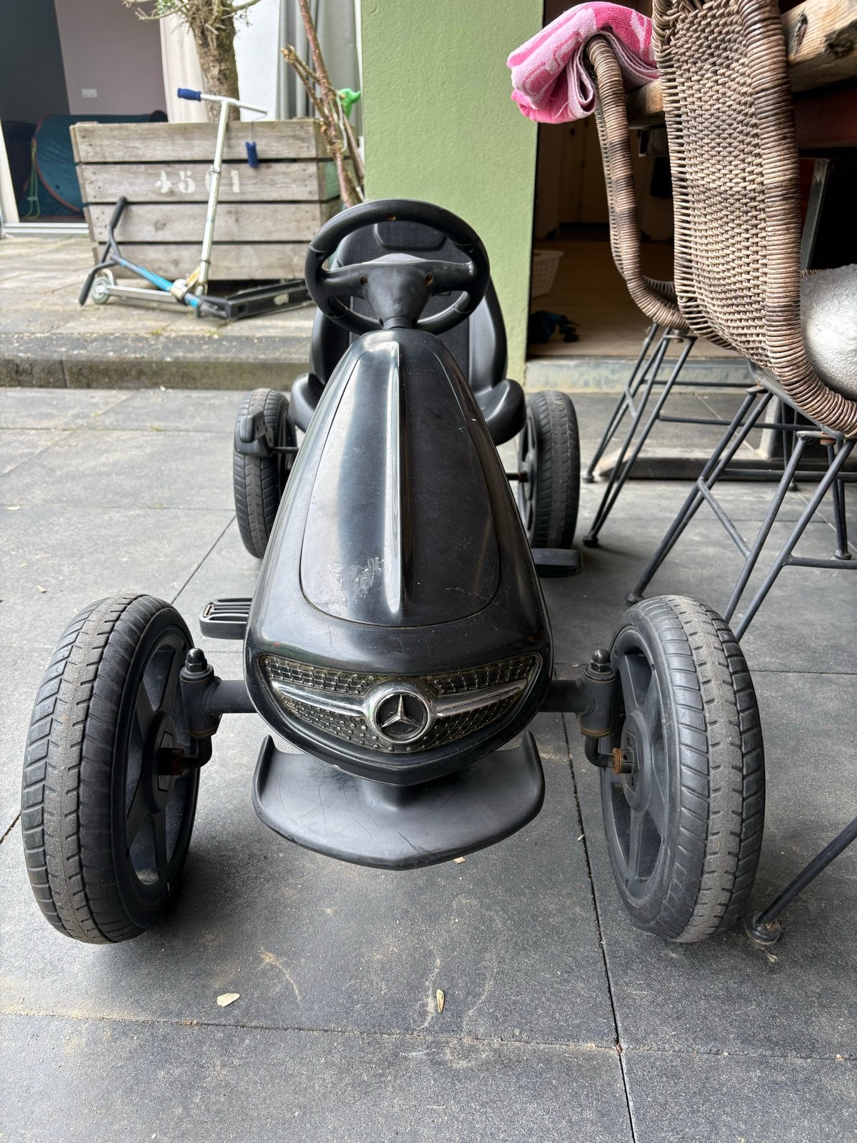 Mercedes-Benz Trapauto - Zwart/ skelter, Ophalen of Verzenden, Gebruikt, Trapvoertuig