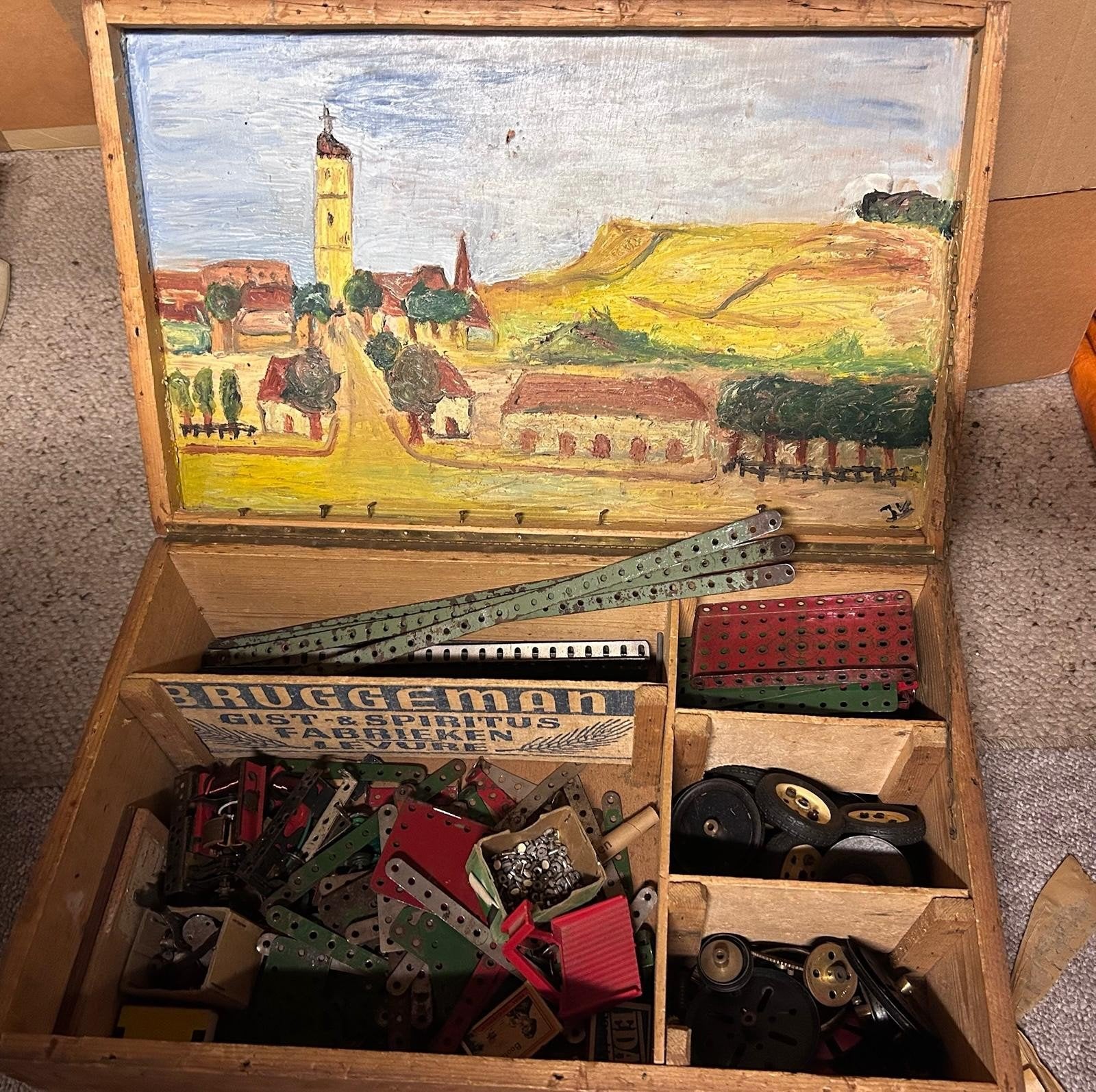 Vintage Meccano Constructie Speelgoed in Houten Kist, Ophalen