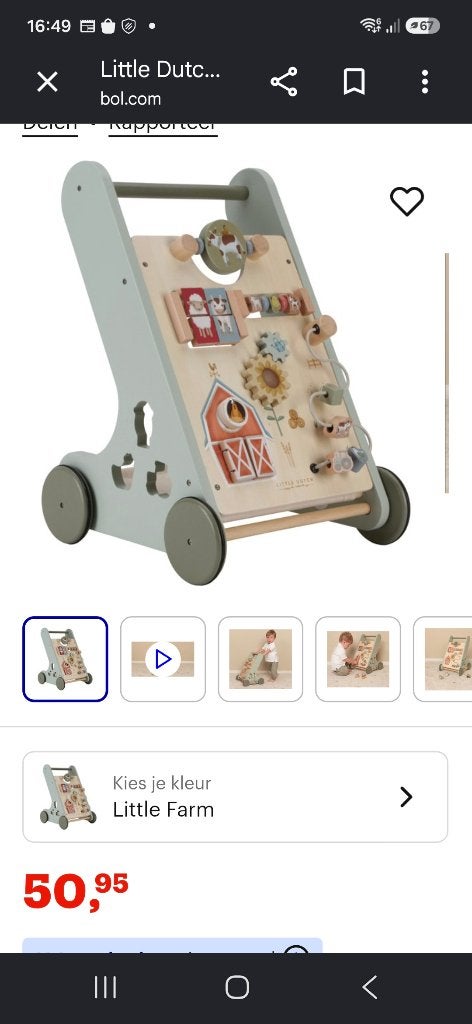 Little Dutch Houten Baby Walker Little Farm, Ophalen, Zo goed als nieuw, Overige typen