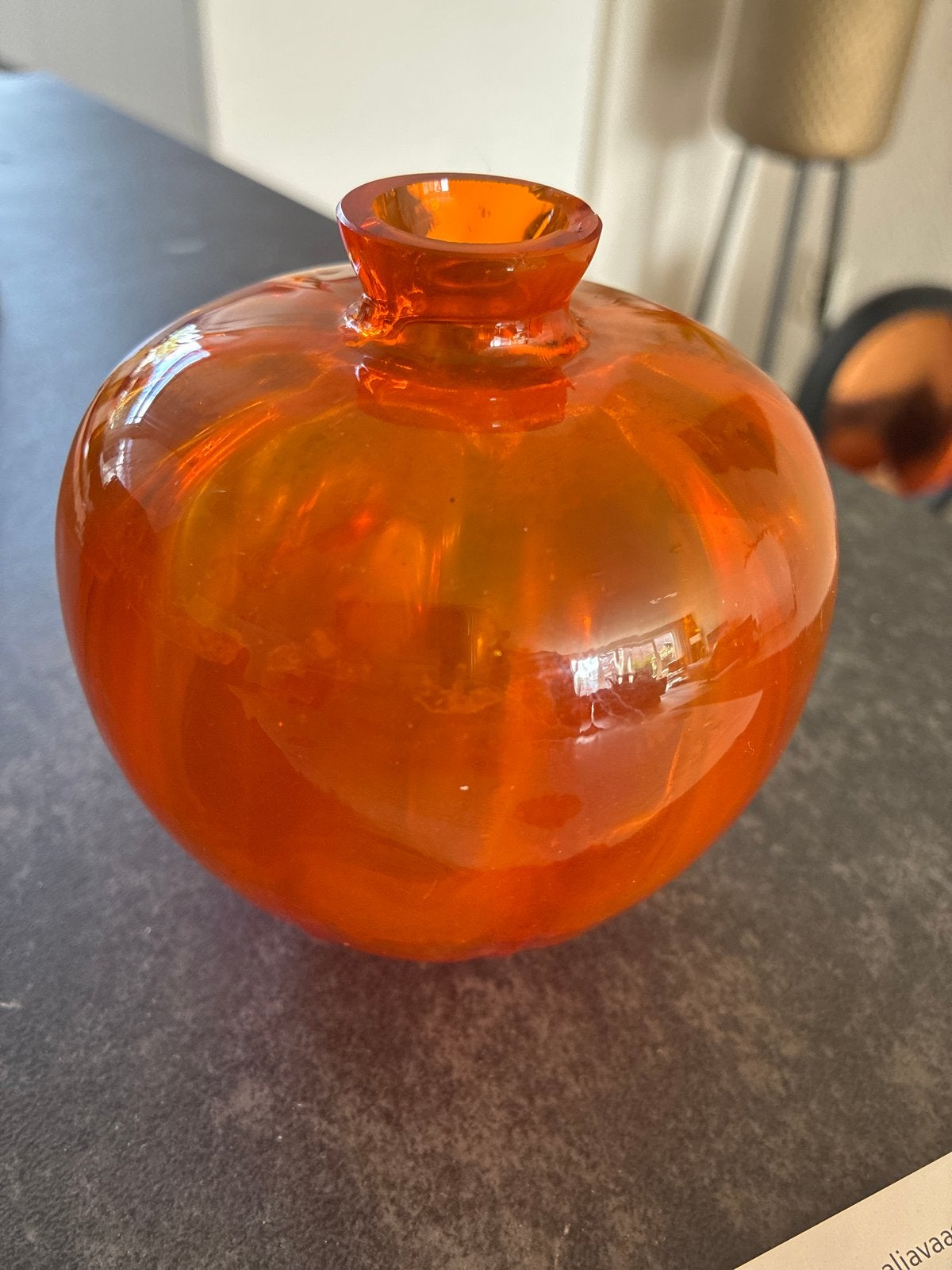 Oranje glazen vaasje, Beatrixvaasje, A.D. Copier, Leerdam, Antiek en Kunst, Ophalen