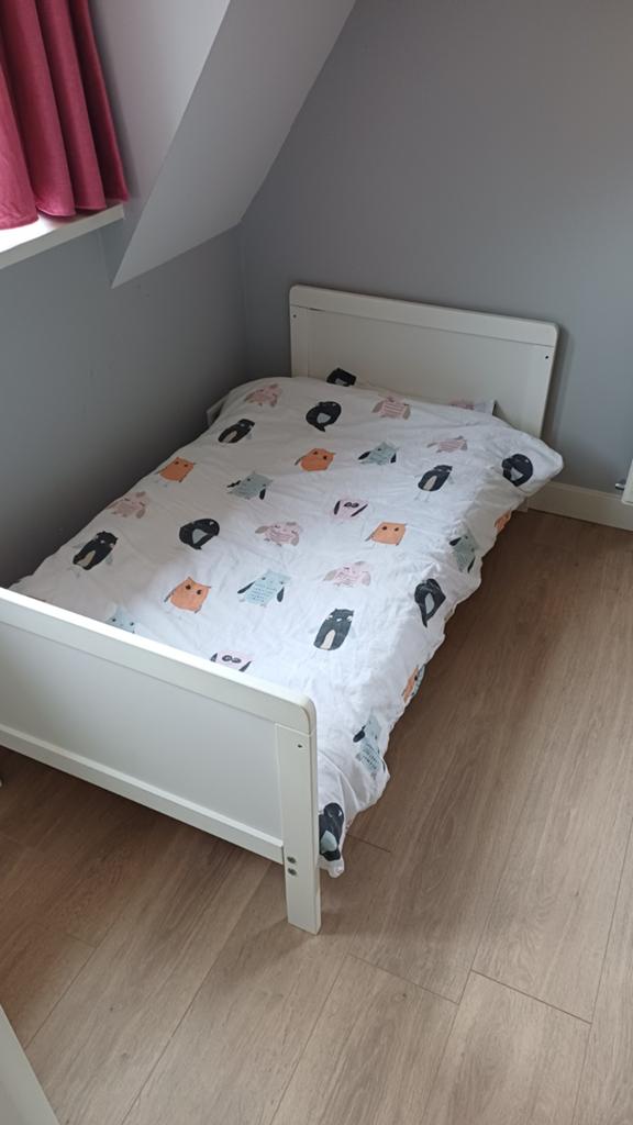 Meegroeibed Petite Amelie wit (ledikant/peuterbed), Ophalen, Gebruikt, 70 tot 85 cm, 140 tot 160 cm