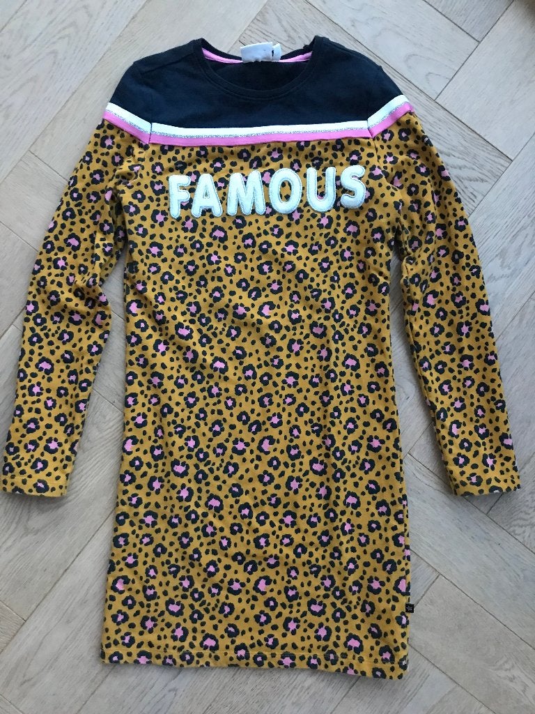 Leuke nog erg nette jurk "FAMOUS" 152/158 orange stars, Kinderen en Baby's, Kinderkleding | Maat 152, Meisje, Ophalen of Verzenden