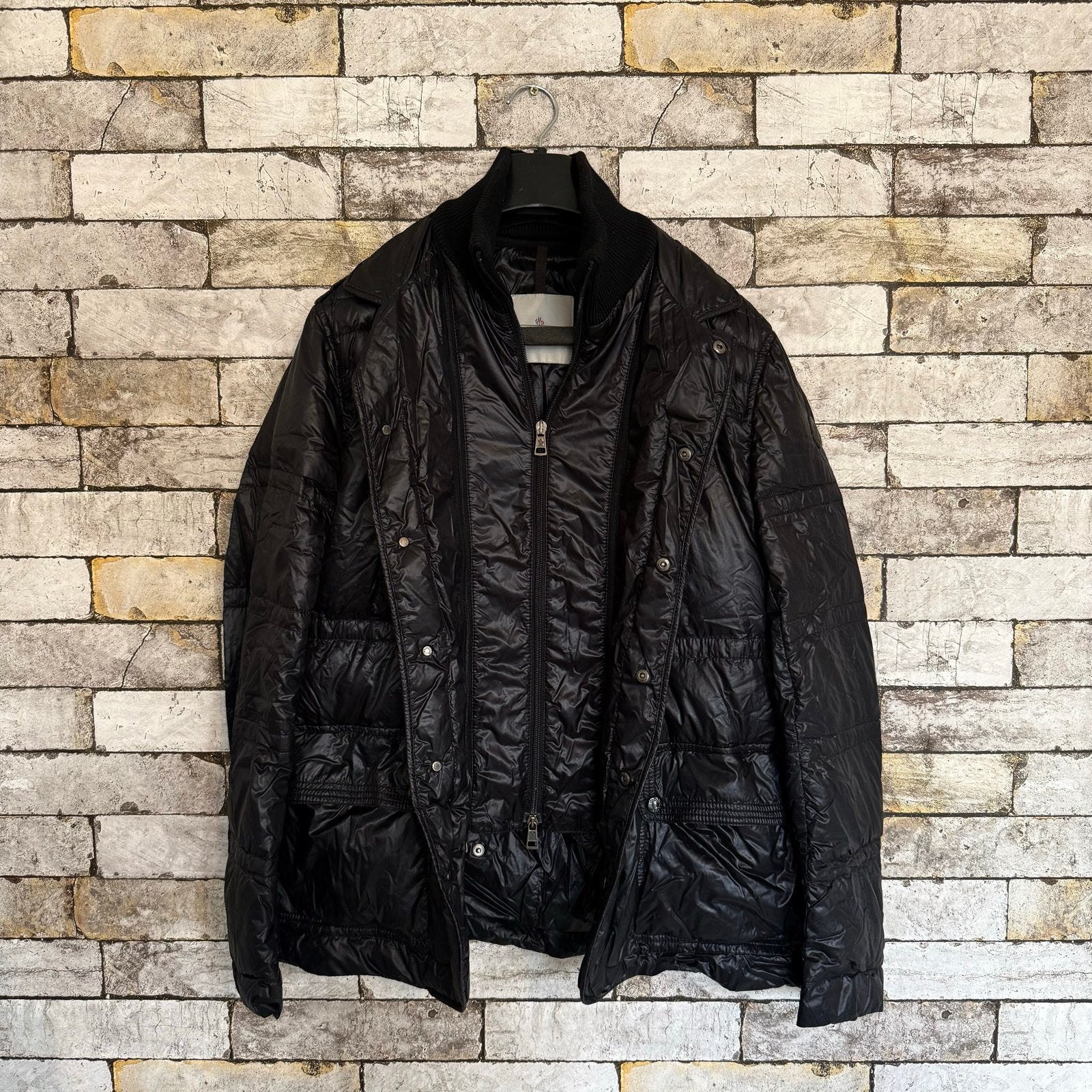 Moncler Zwarte Gewatteerde Jas Maat M, Ophalen of Verzenden, Zo goed als nieuw, Maat 48/50 (M), Zwart