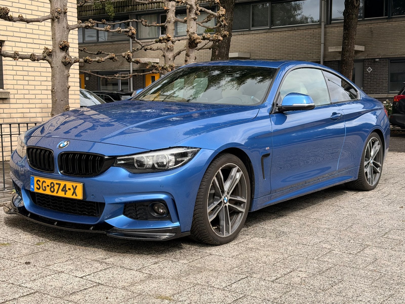 BMW 4-Serie 420i 184pk Aut 2018 Blauw, Auto's, Automaat, 1998 cc, Achterwielaandrijving, Beige