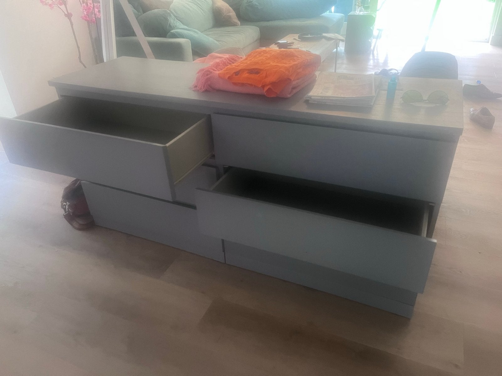 IKEA ladekast met 6 lades - lichtgrijs, Ophalen, Overige materialen, Gebruikt, 100 tot 150 cm