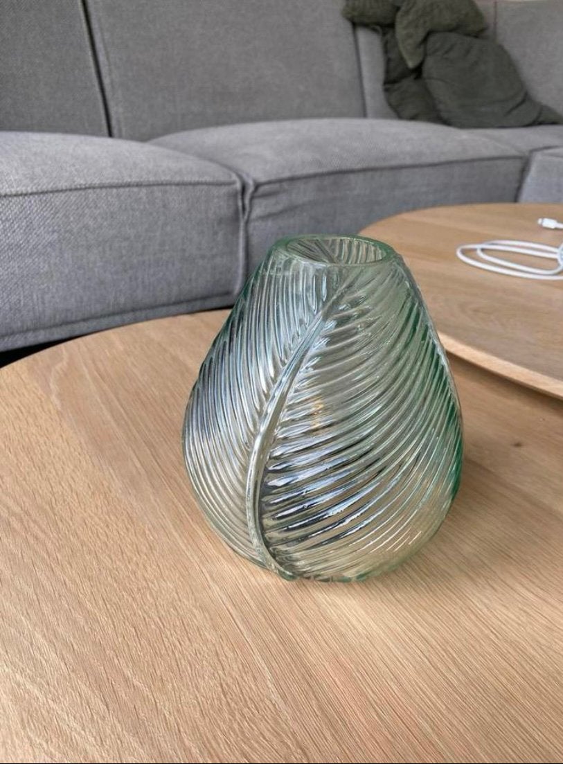 Glazen lamp Light & Living met bladmotief Bieden, Ophalen of Verzenden, Zo goed als nieuw, Light & Living, Werkt op batterijen