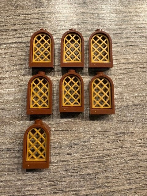 lego kasteel raampjes bruin met gouden venster (7), Ophalen of Verzenden, Nieuw, MOC (eigen creatie), Lego