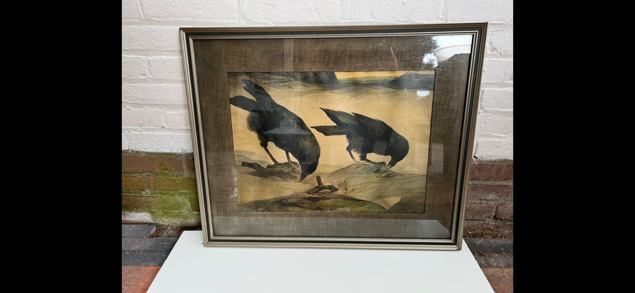 Ingelijste kunstprint van twee kraaien, Ophalen