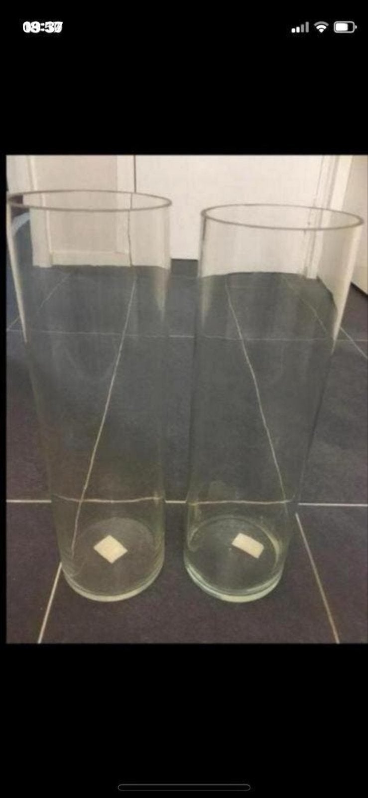 Set van 2 glazen vazen/cilinders 40 cm hoog, Ophalen
