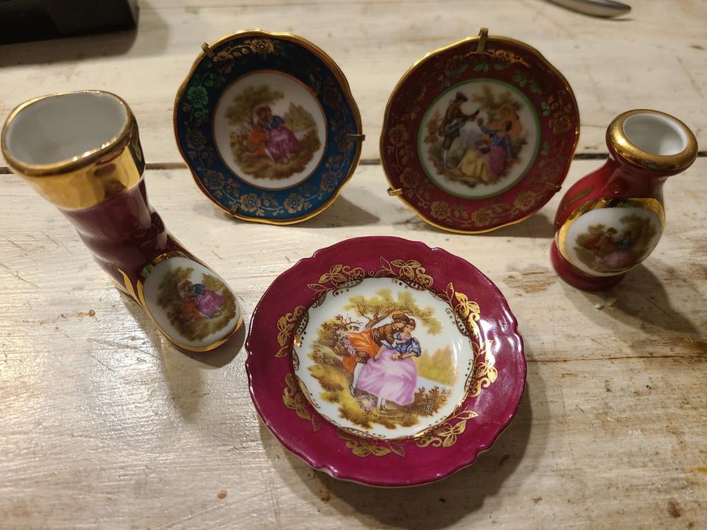 Gratis Vintage Limoges Porselein Miniatuur Set - Frankrijk, Ophalen of Verzenden