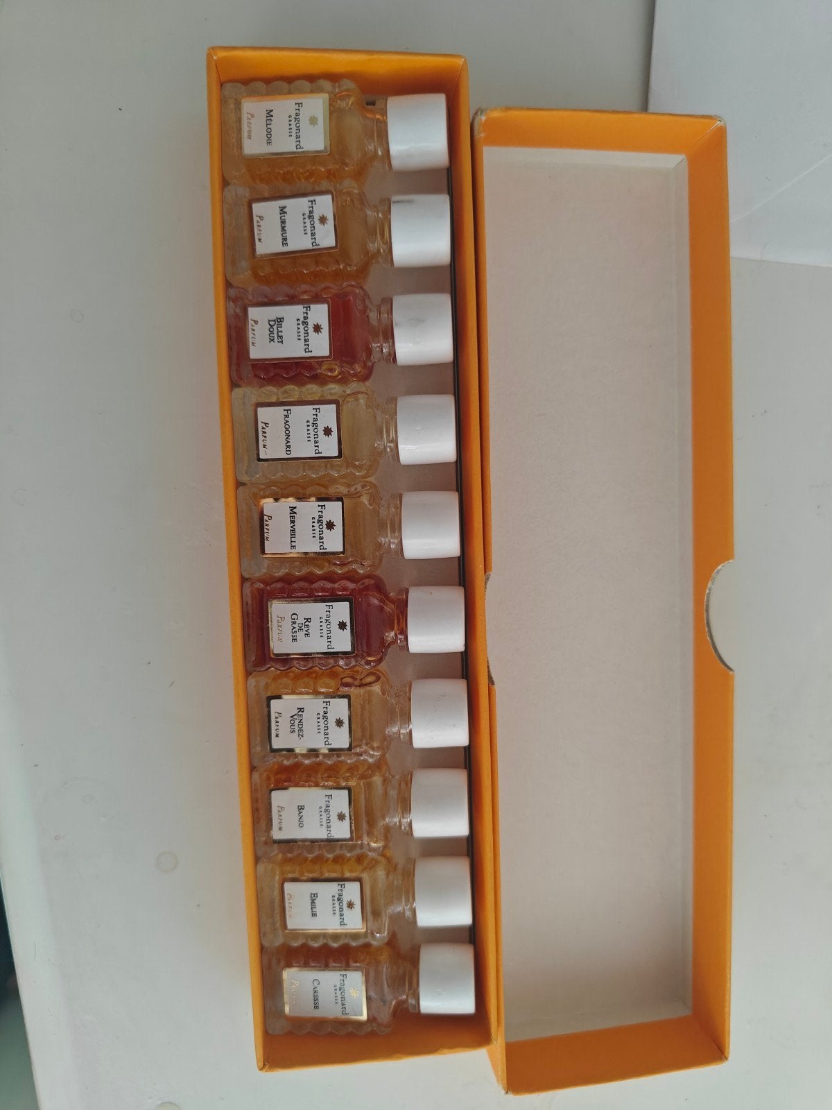 Fragonard parfum set 10x2ml - deels geopend, Ophalen of Verzenden, Gebruikt