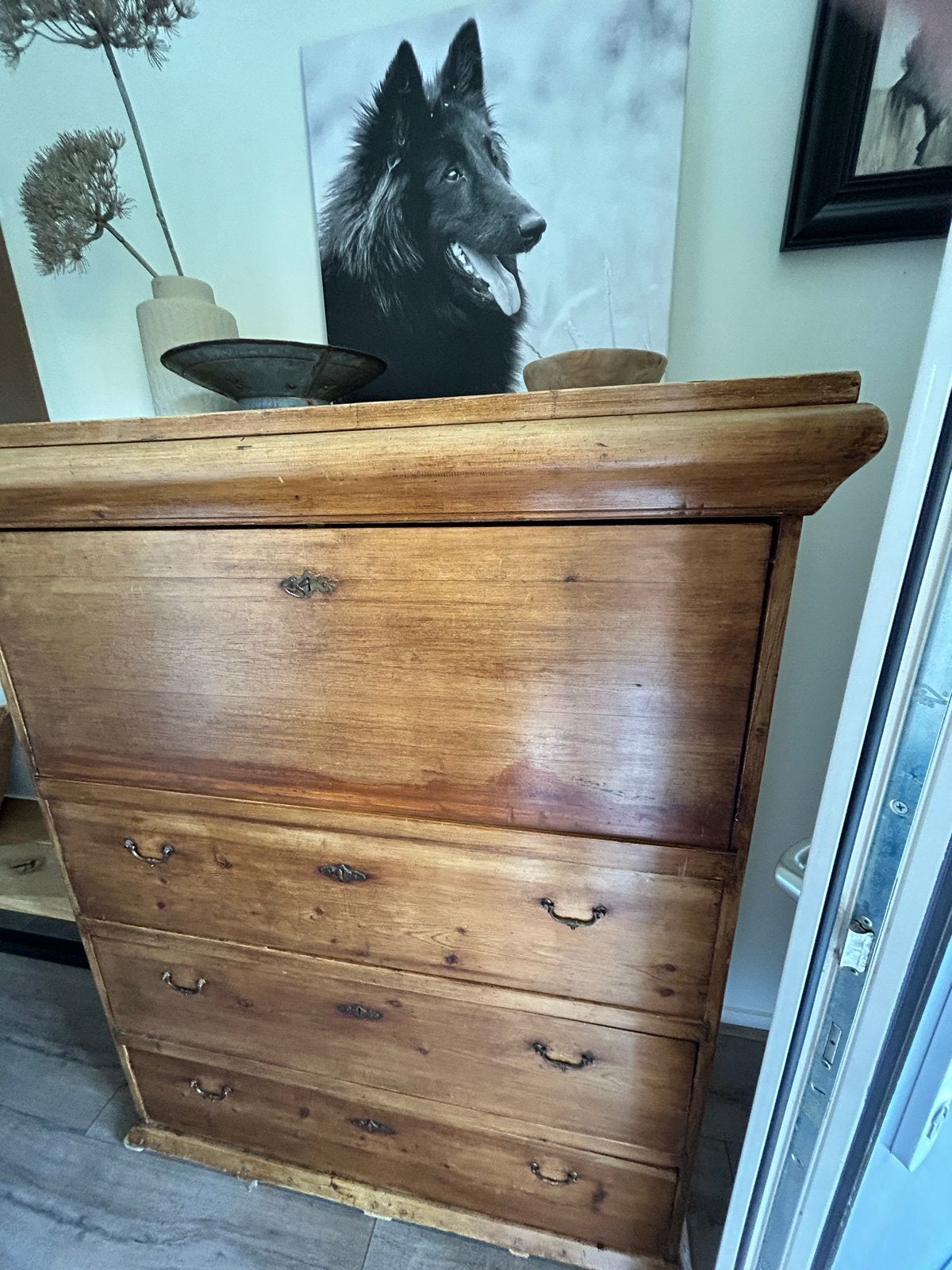 Antieke houten secretaire/ladekast met certificaat, Antiek en Kunst, Ophalen