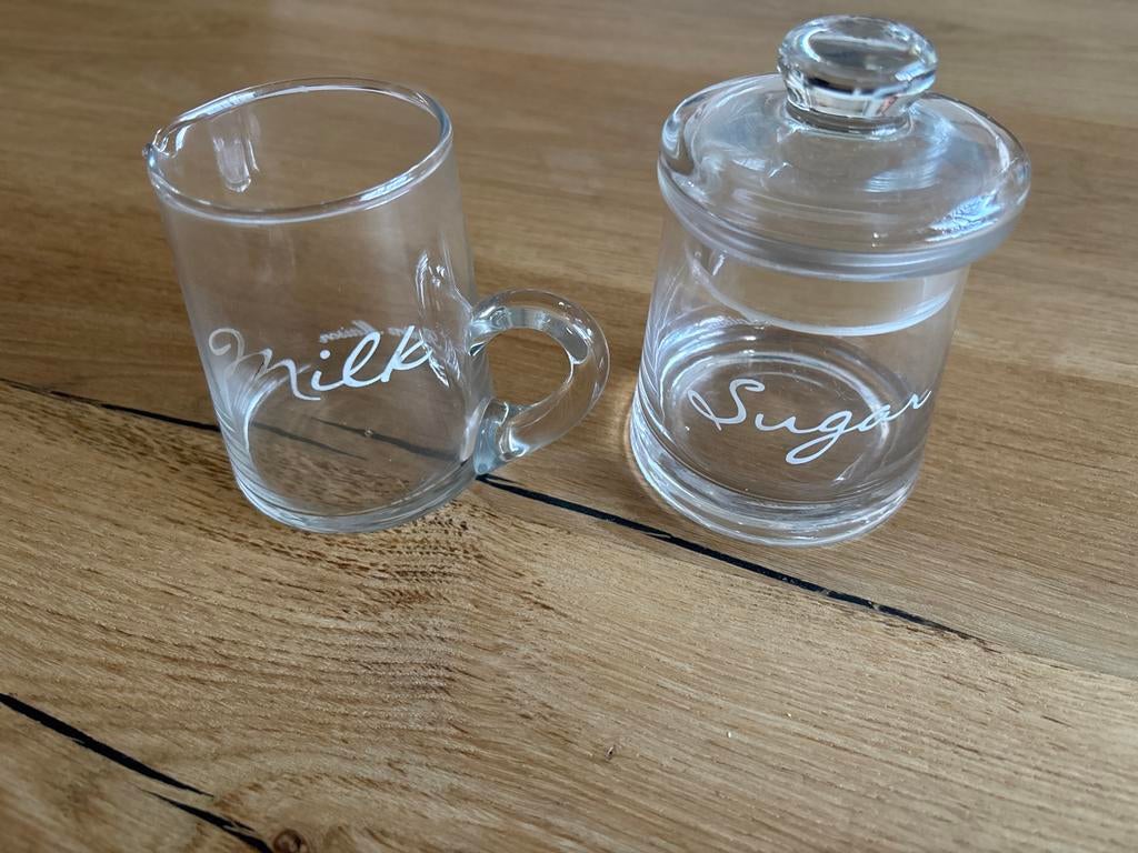 Rivièra Maison melk en suiker set, Ophalen, Overige typen, Effen, Glas