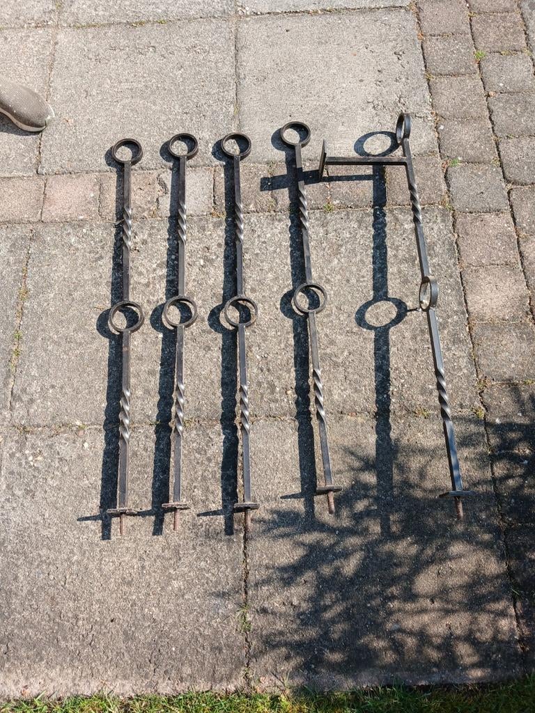 5x Gietijzeren Trapleuninghouders voor Dubbel Touw - 92 cm, Ophalen