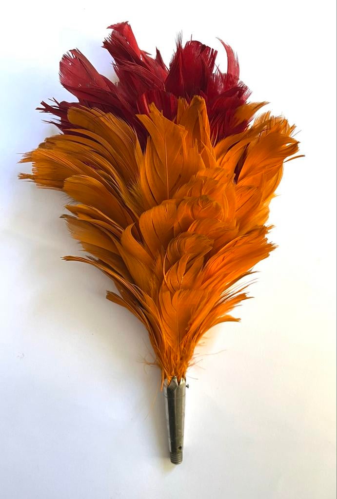 Plumet d’Officier pluim voor baret of helm - Rood/Oranje, Ophalen of Verzenden, Overige soorten, Overige gebieden, Helm of Baret