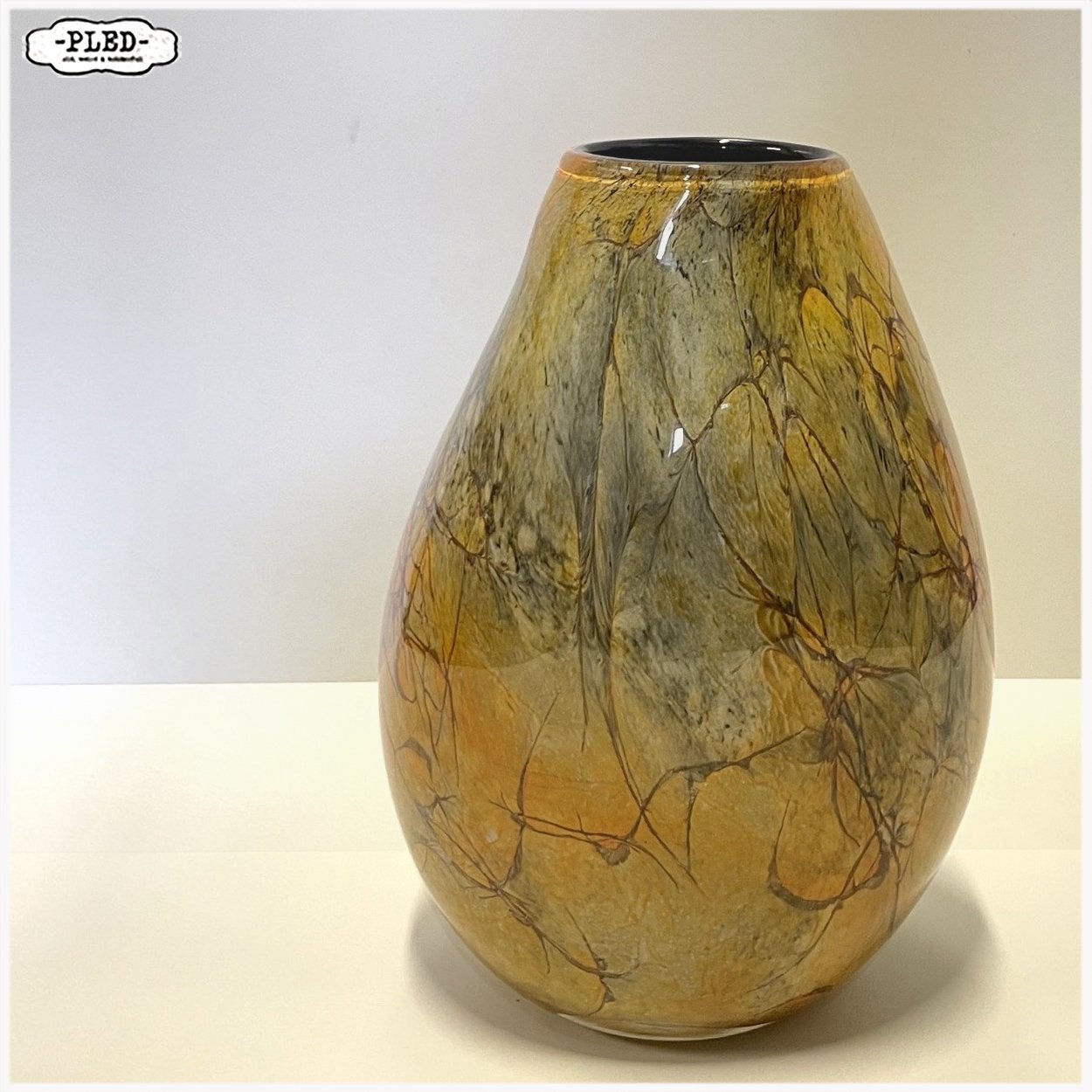 Amberkleurige “Art Glass” vaas uit Krosno, Polen Bloemvaas, Ophalen, Krosno, zuid-Oost Polen, 30 cm, Nieuw