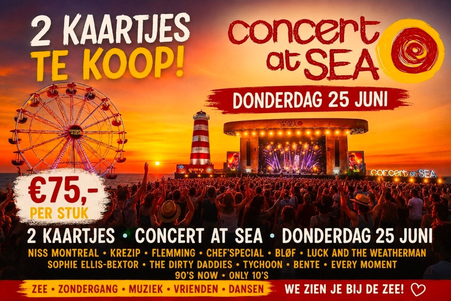 Concert at sea CAS 2 donderdag kaartjes 75 euro per stuk, Twee personen, Juni