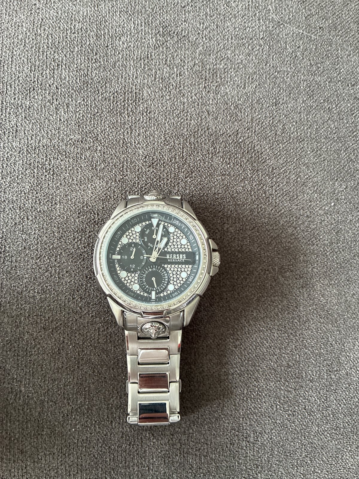Versus Versace Herenhorloge met Strass en Stalen Band, Overige merken, Staal, Polshorloge, Ophalen of Verzenden