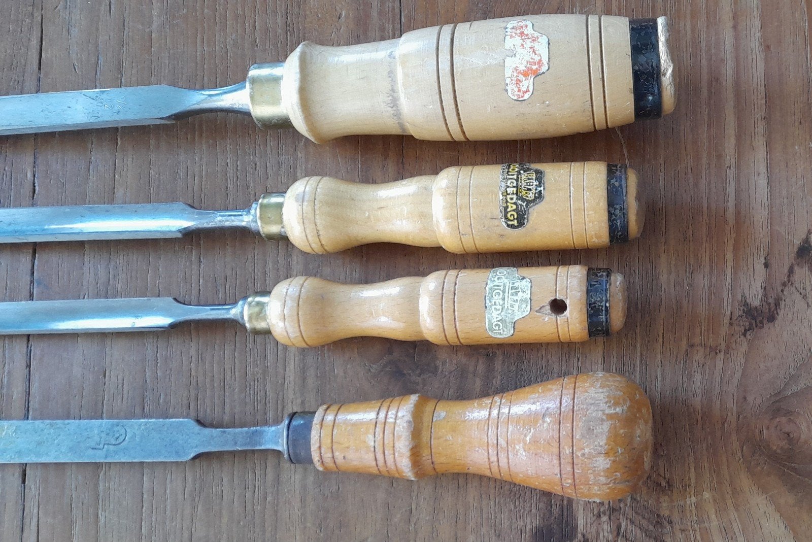 4 vintage steekbeitels Nooitgedacht, Ophalen of Verzenden