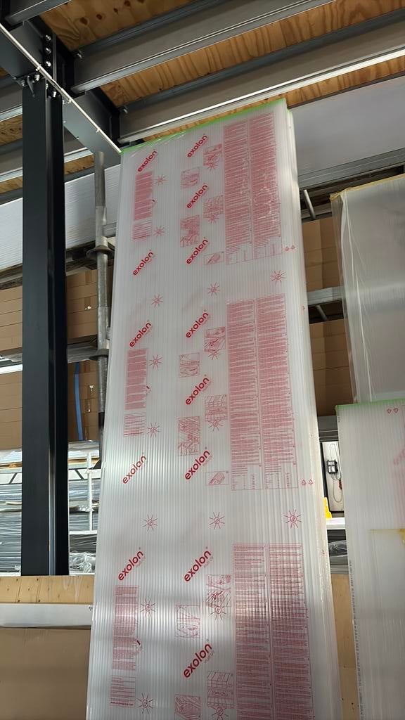 6 platen 3,5 meter polycarbonaat 16 mm opaal, Ophalen, Nieuw