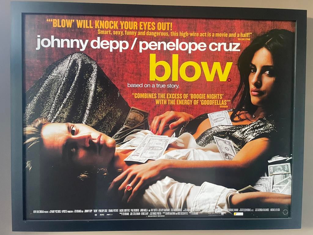 Filmposter BLOW (101x75cm) met Johnny Depp & Penelope Cruz, Verzenden, Zo goed als nieuw, Foto of Poster