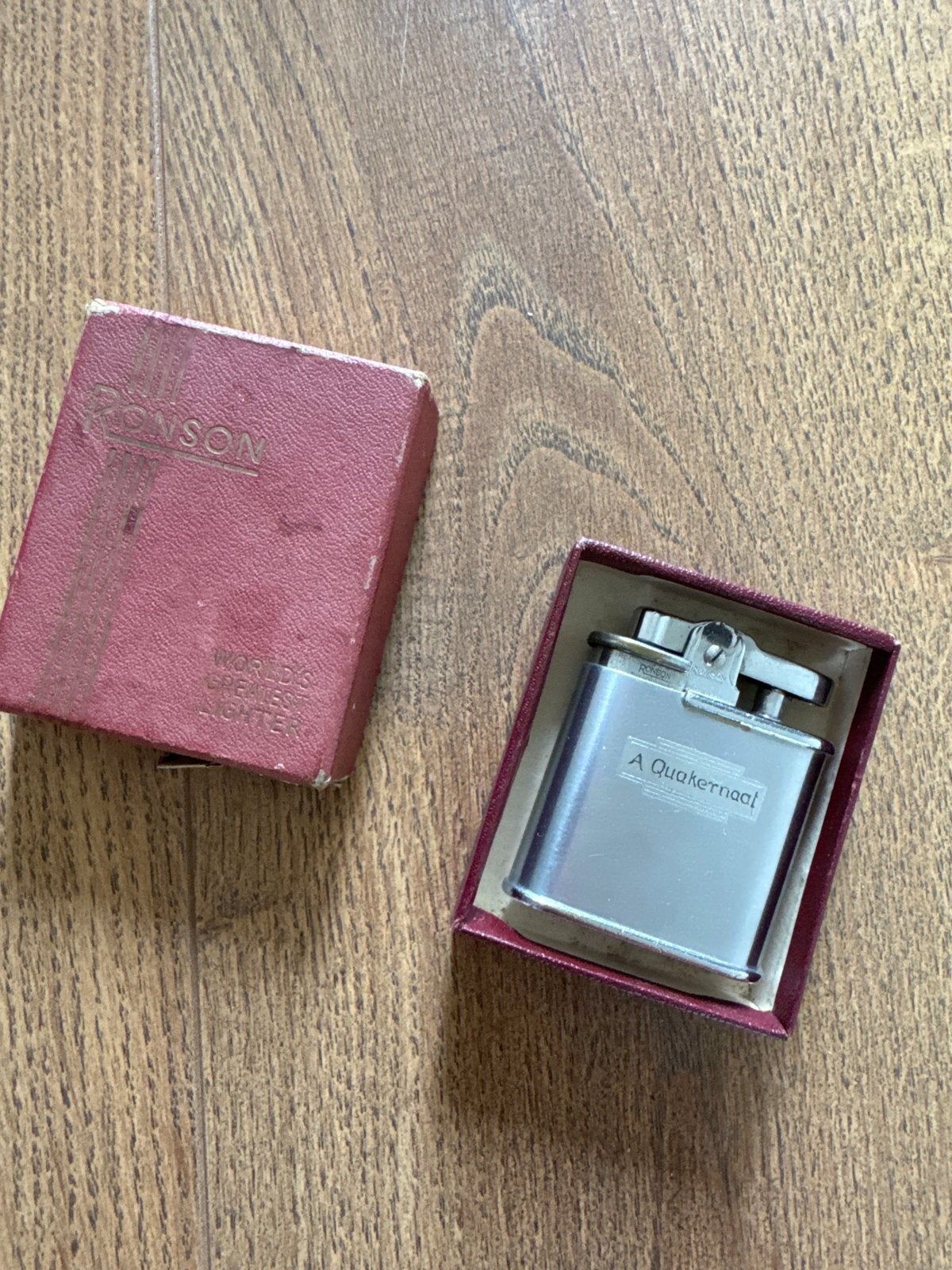 Vintage Ronson aansteker in originele doos, Verzamelen, Ophalen of Verzenden, Gebruikt, Aansteker