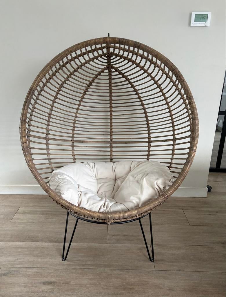 Sissy-Boy Egg Chair - Rotan Hangstoel met Kussen, Ophalen, Gebruikt, Bruin, Riet of Rotan