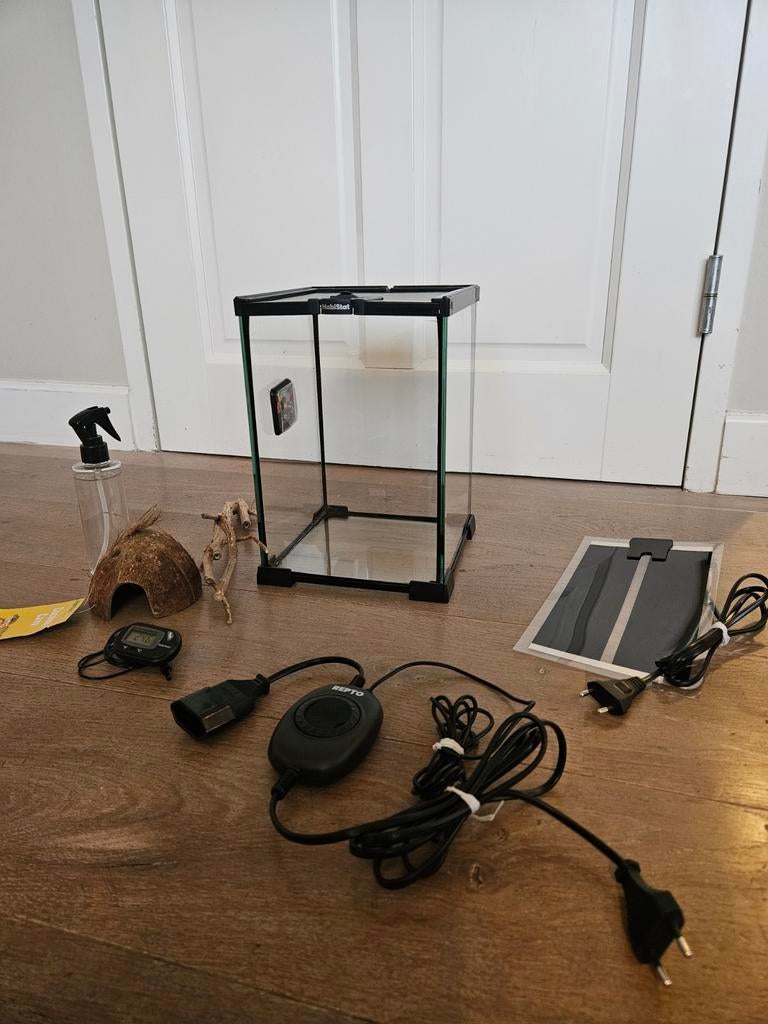 HabiStat terrarium complete set 20x20x30cm, incl thermostaat, Ophalen, Zo goed als nieuw, Terrarium of Paludarium
