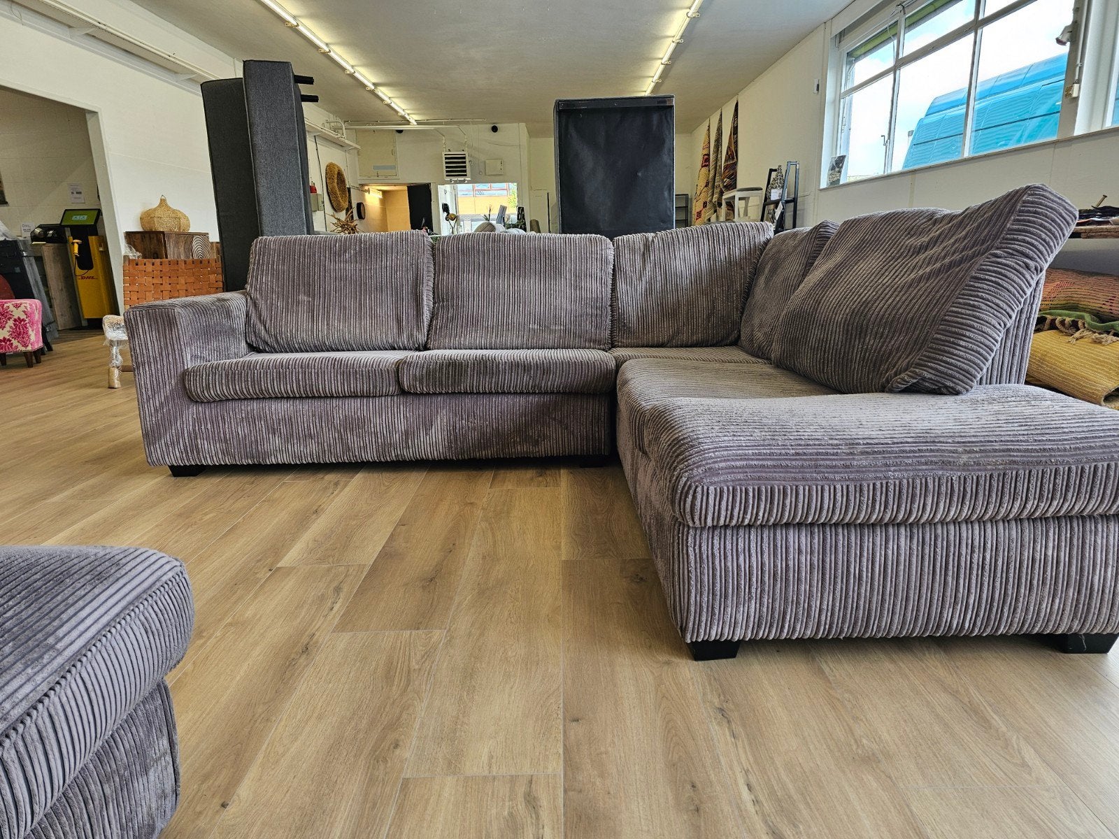 Ribstof hoekbank - Umix, 125 cm of meer, 125 cm of meer, Zo goed als nieuw, Info@homefriesland.nl