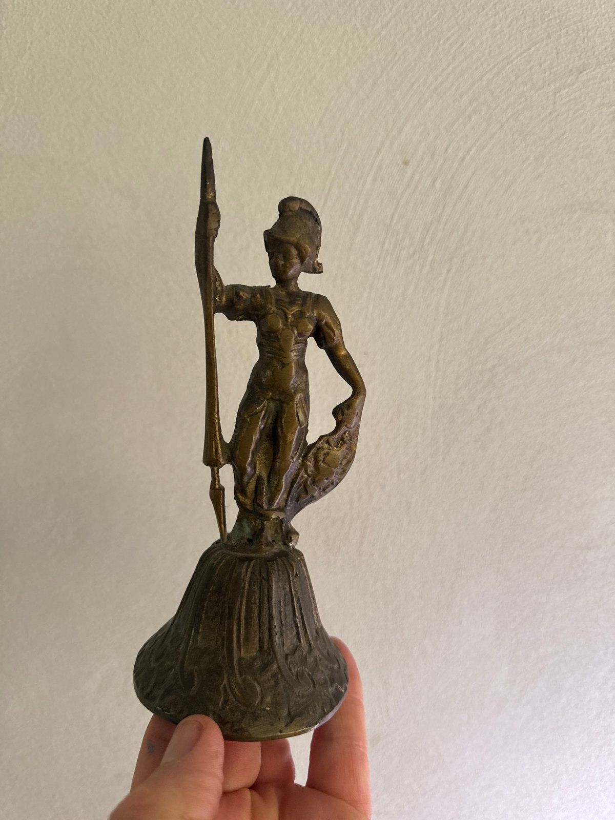 Antieke bronzen bel met figuur, Antiek en Kunst, Ophalen of Verzenden