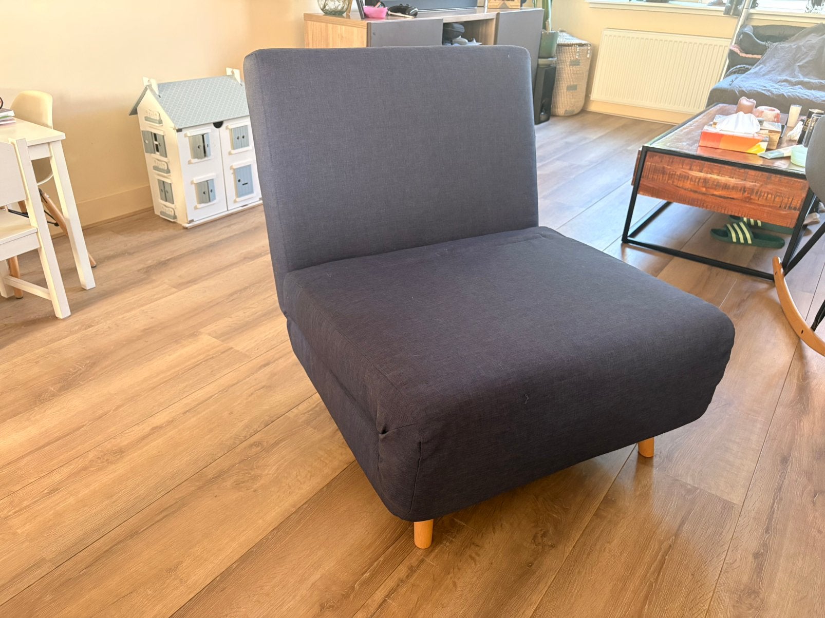 Slaapfauteuil/Slaapstoel Blauw, Ophalen, Zo goed als nieuw, Eenpersoons, Blauw