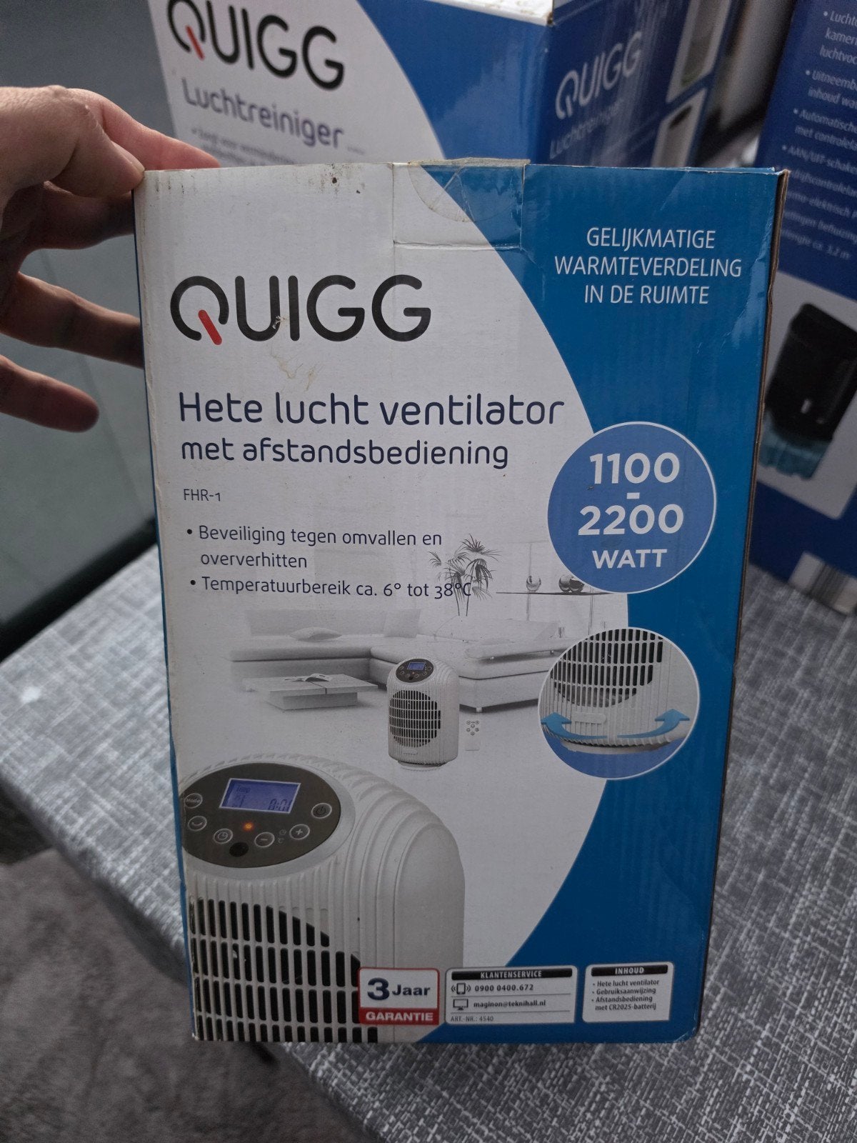 QUIGG Hete Lucht Ventilator met Afstandsbediening, Ophalen of Verzenden, Ventilator met afstandsbediening, Nieuw, Overige