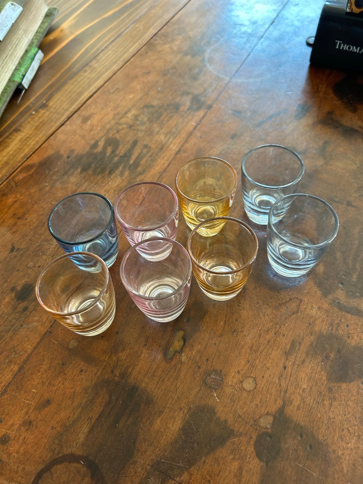 Set van 8 Vintage Gekleurde Borrelglaasjes, Ophalen of Verzenden