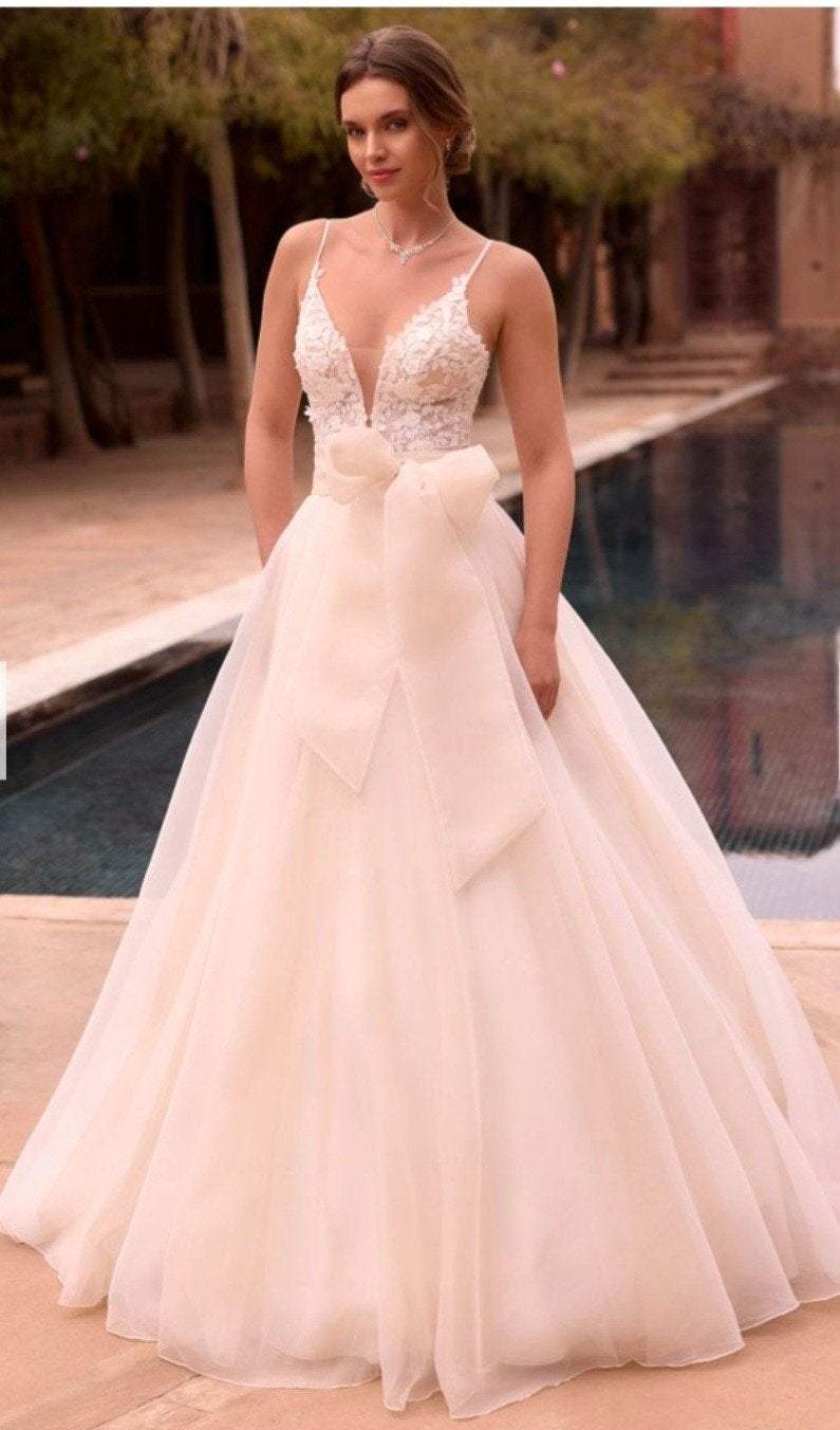 Losse bruidsrok rok bruid blush organza strik trouwjurk, Ophalen of Verzenden, Nieuw, Wit, Trouwjurk