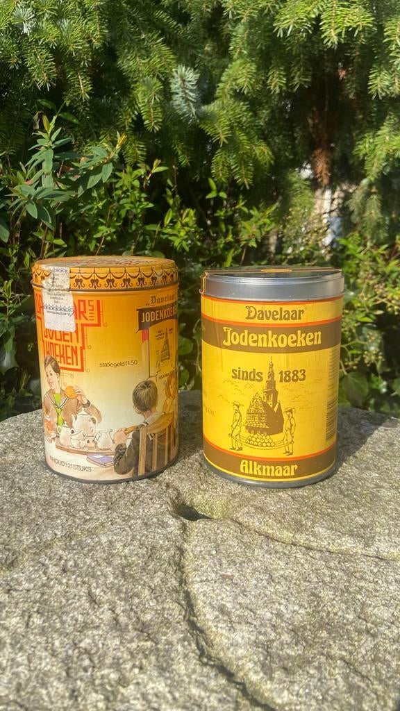 2 Vintage Davelaar Jodenkoeken blikken - Alkmaar, Verzamelen, Blikken, Gebruikt, Koek(jes), Overige merken, Ophalen of Verzenden