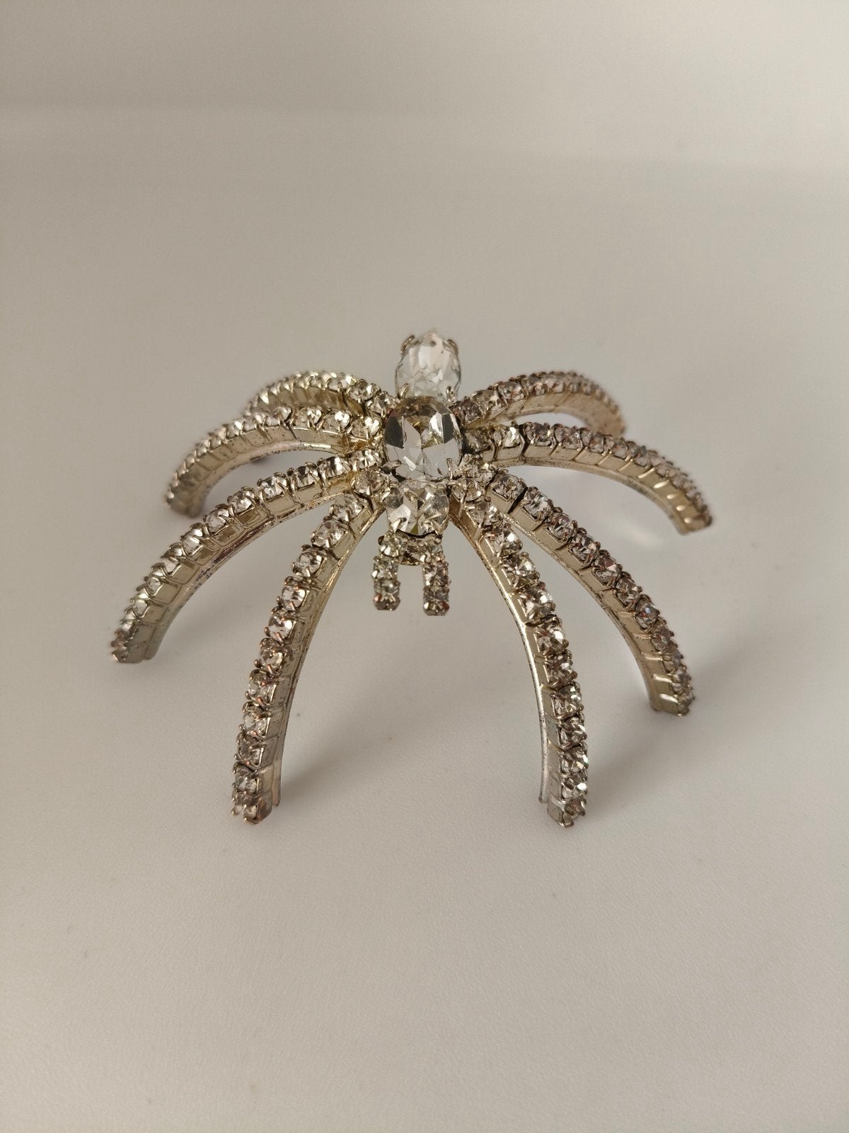 Vintage Art Deco Spinnenbroche met fonkelende kristallen, Met kristal, Overige materialen, 4 tot 7 cm, Gebruikt